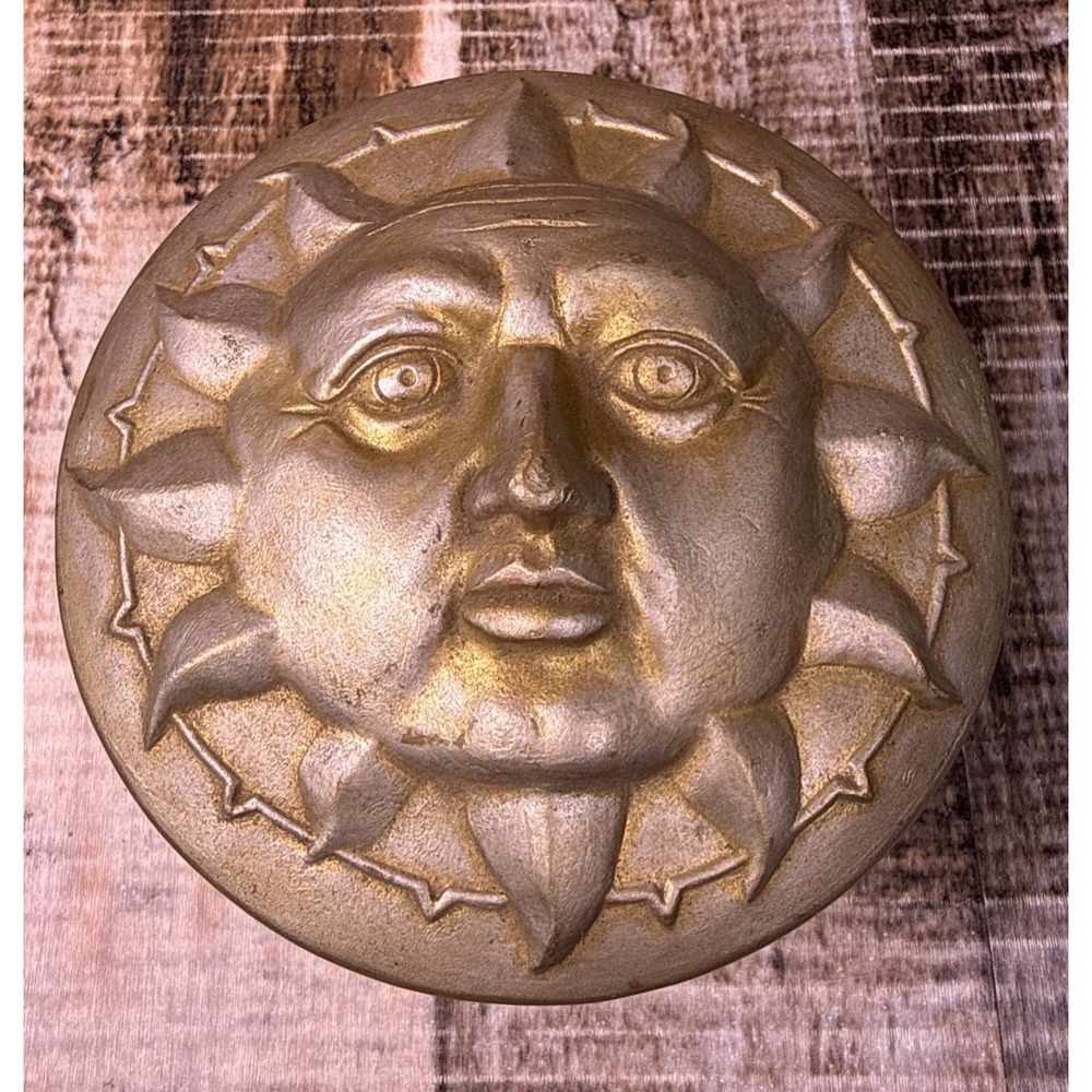 Vintage 3D Sun Face Trinket Jewerly Box